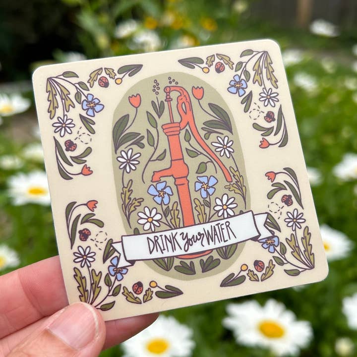 Drink Your Water Vinyl Sticker for wholesale by Marzipantz
