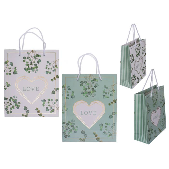 Out of the blue KG - Wholesale Gift Bag - White/green paper gift bag, Love,