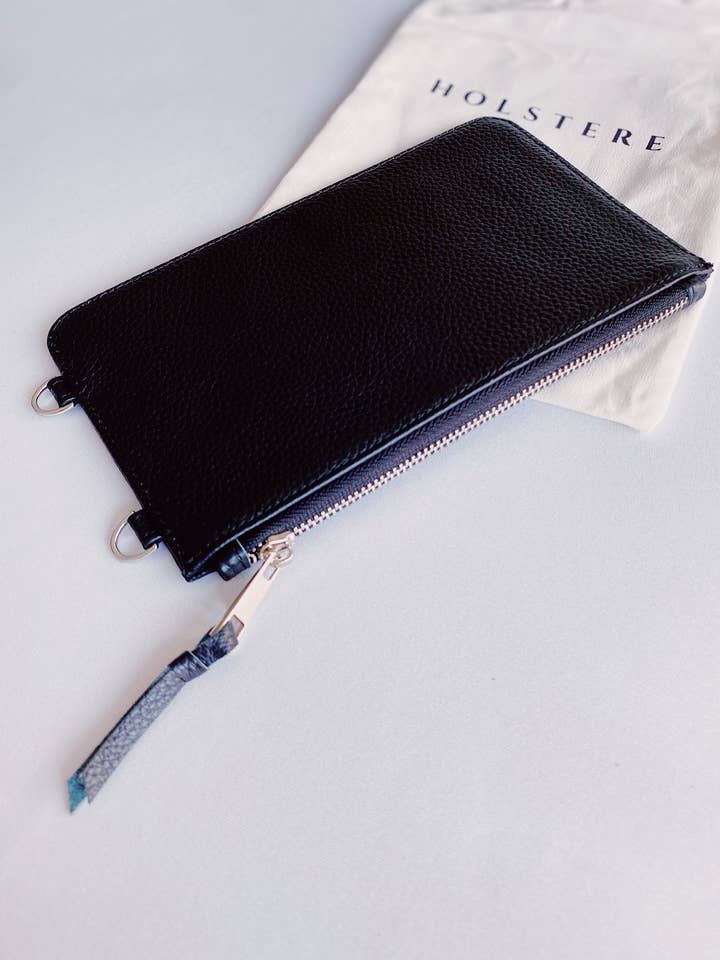 Bolsa com zíper complementar de couro genuíno Pebbled por atacado de HOLSTERE