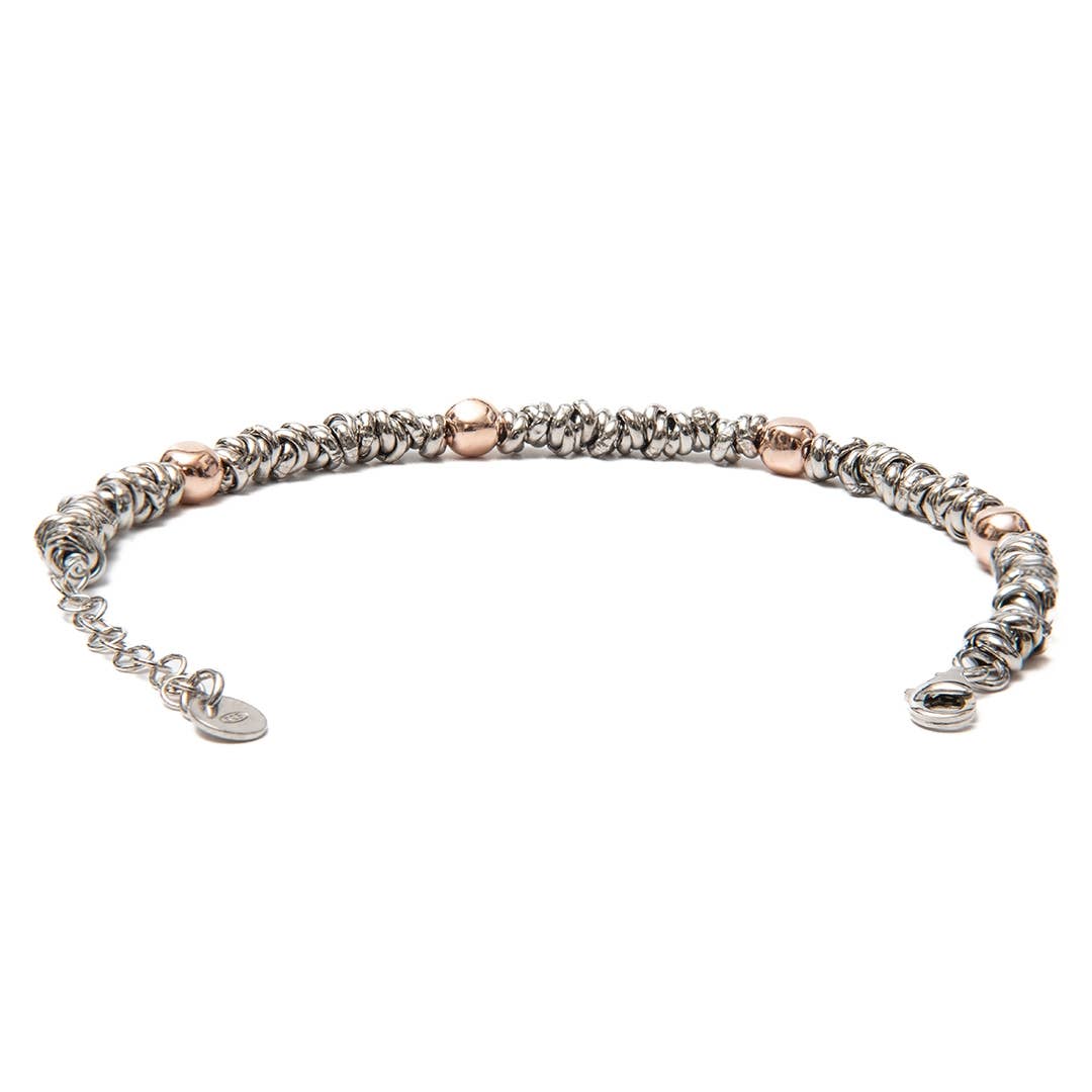 d'Este - Wholesale Link & Chain Bracelet - Silver and Rose Gold Ring Bracelet1