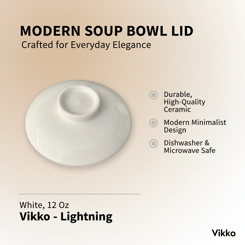 Kadra Kitchenware - Wholesale Bowl - Vikko - Lightning, Modern Soup Bowl Lid, White, 12 Oz3