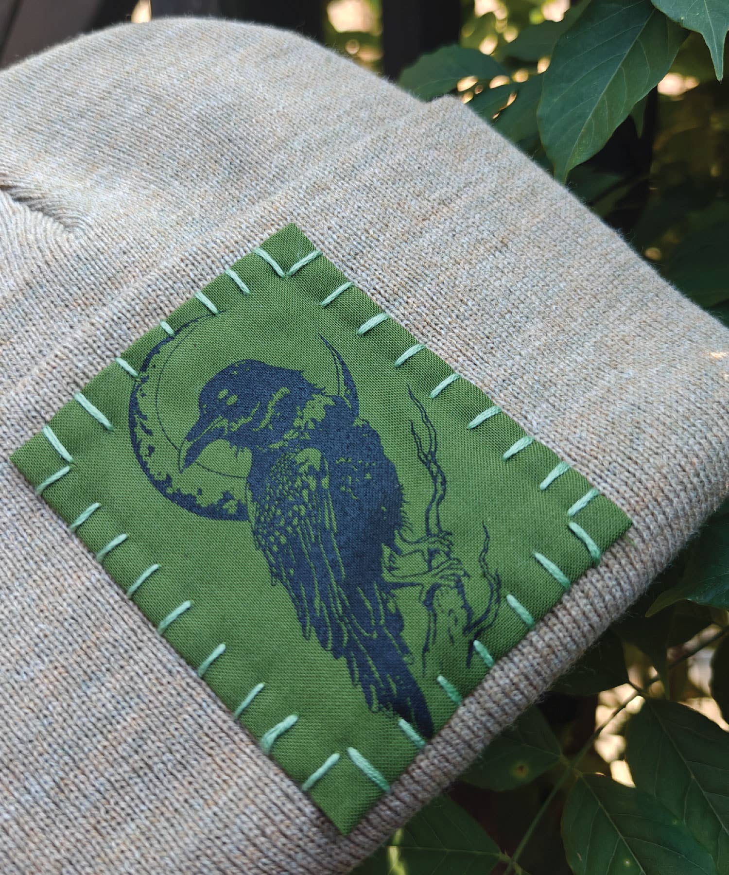 Crafted from Scratch - Wholesale Beanie - Unisex - Raven Moon - Patch Hat - Handmade Witchy PNW Fall Beanie1