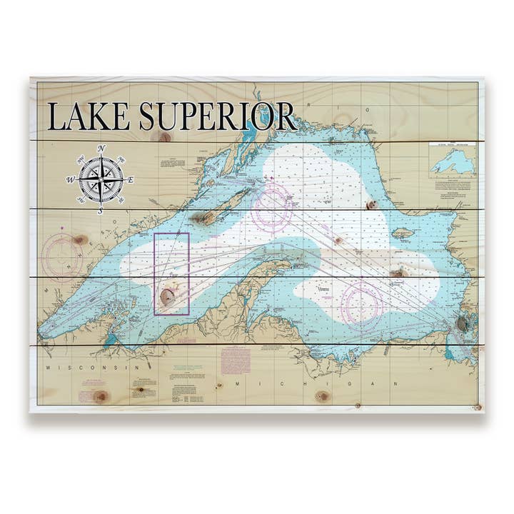 Lake Superior 18x24 Wood Pallet Map for wholesale by Map Mom