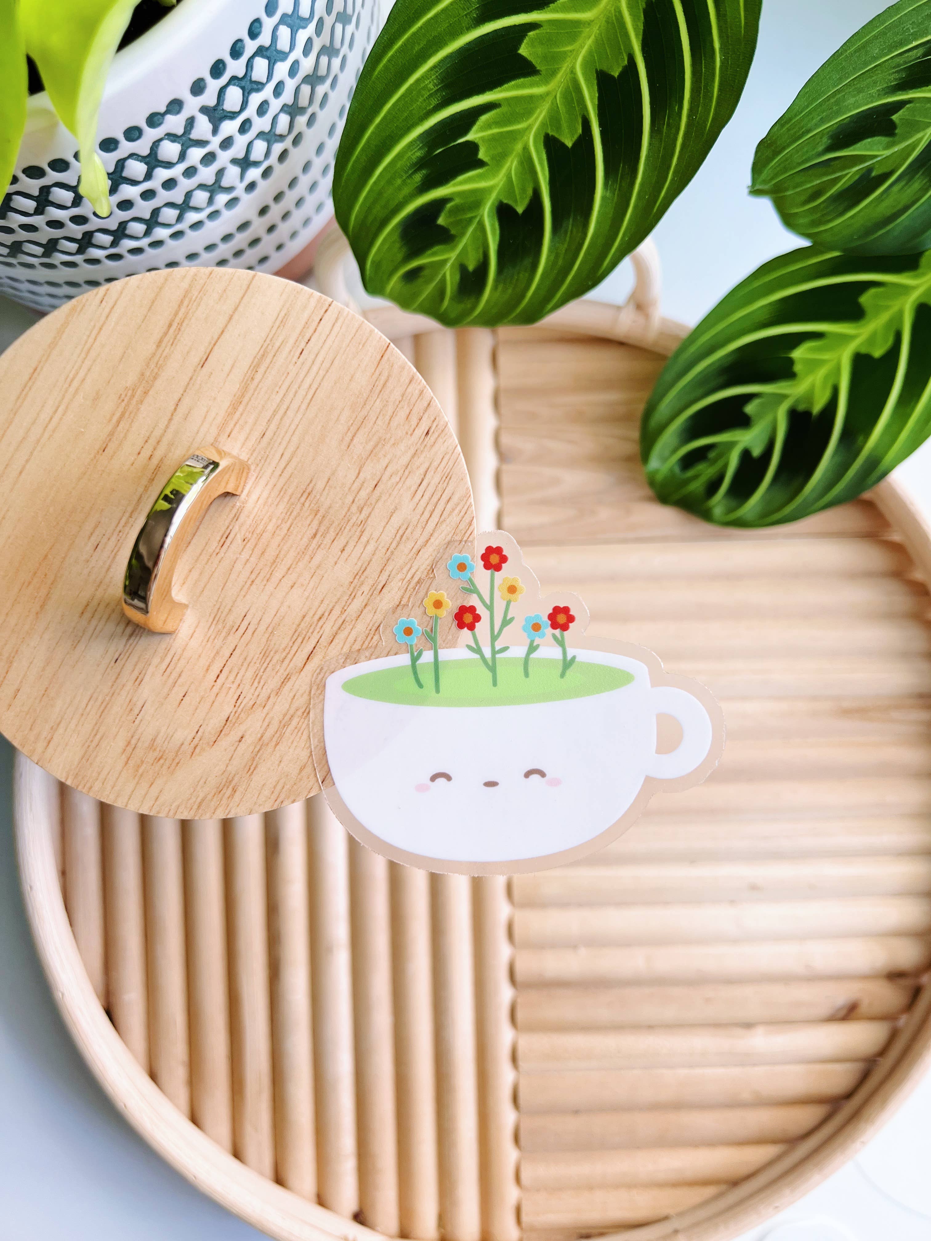 Matcha Paper Co. - Wholesale Sticker - Bloom Latte Cups Clear Vinyl Stickers0