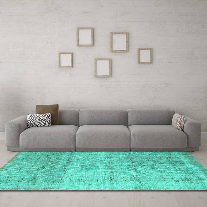 Machine Washable Abstract Turquoise Contemporary Area Rugs for wholesale by Ahgly