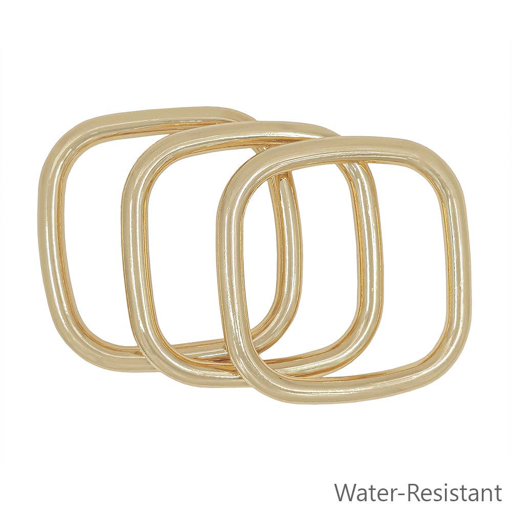 What's Hot - Wholesale Link & Chain Bracelet - Gold Square Bangle Set of 3 Bracelets0