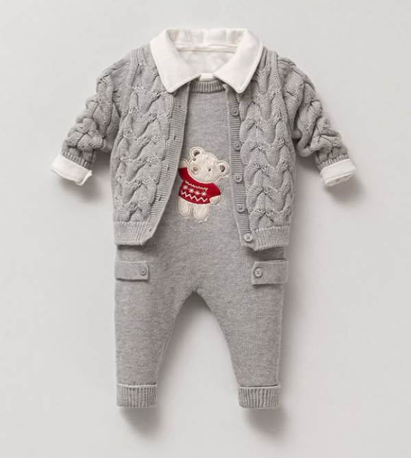 Nipperland - Wholesale Clothing Set - Baby - Cotton Baby Outfit – 3-Piece Set with Teddy Bear Embroidery3