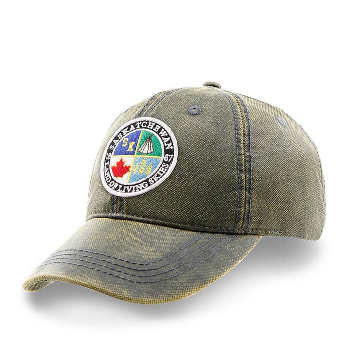Saskatchewan Patch Logo Oilskin Solid Cap for wholesale by Northern Icons Canada
