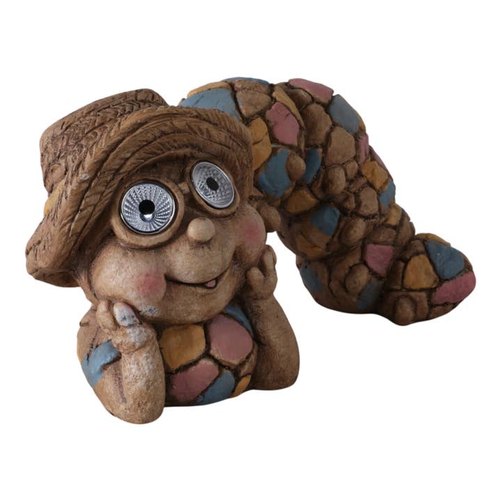 Sagebrook Home - Wholesale Outdoor Ornament/Decor - Multicolor 15 in. Caterpillar with Sun Hat and Solar Eyes