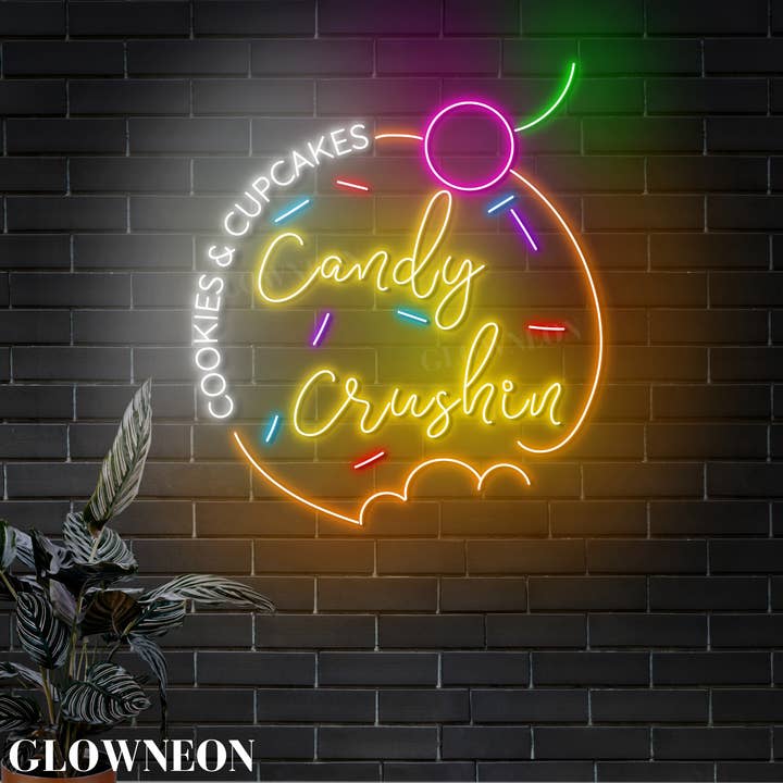 Placas de Néon de Loja de Doces, Decoração de Arte com Luz para Loja de Doces por atacado de Glow Neon