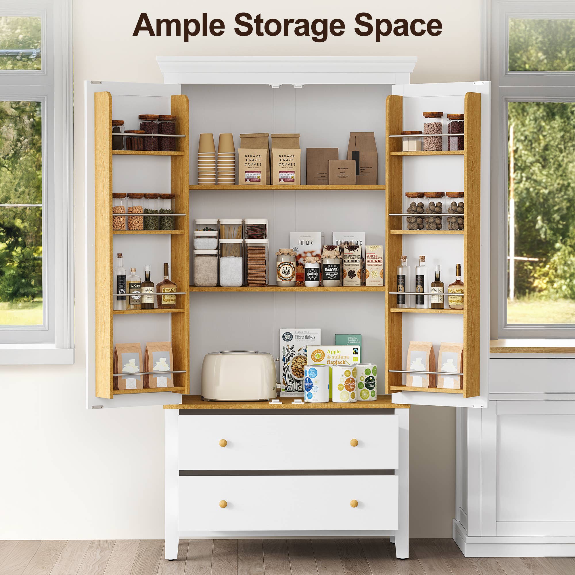 Heynemo - Wholesale Cabinet - 70'' Tall Kitchen Pantry Cabinet, Wood Cupboard5