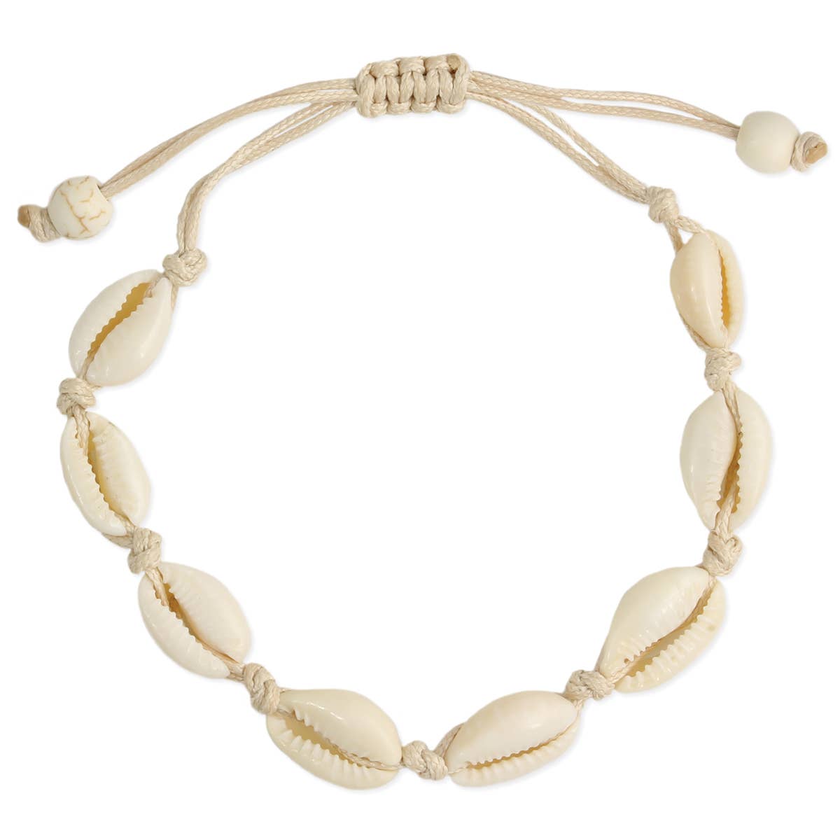 ZAD - Wholesale Anklet - Beach Basics Tan Cord & Cowry Shell Anklet/Bracelet1