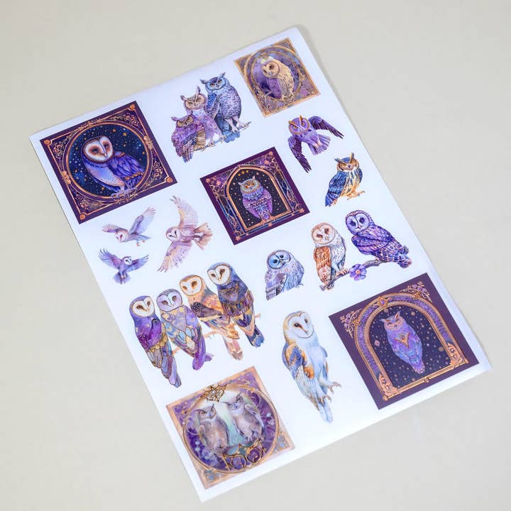 Folha de autocolantes em folha de coruja por atacado de CoraCreaCrafts