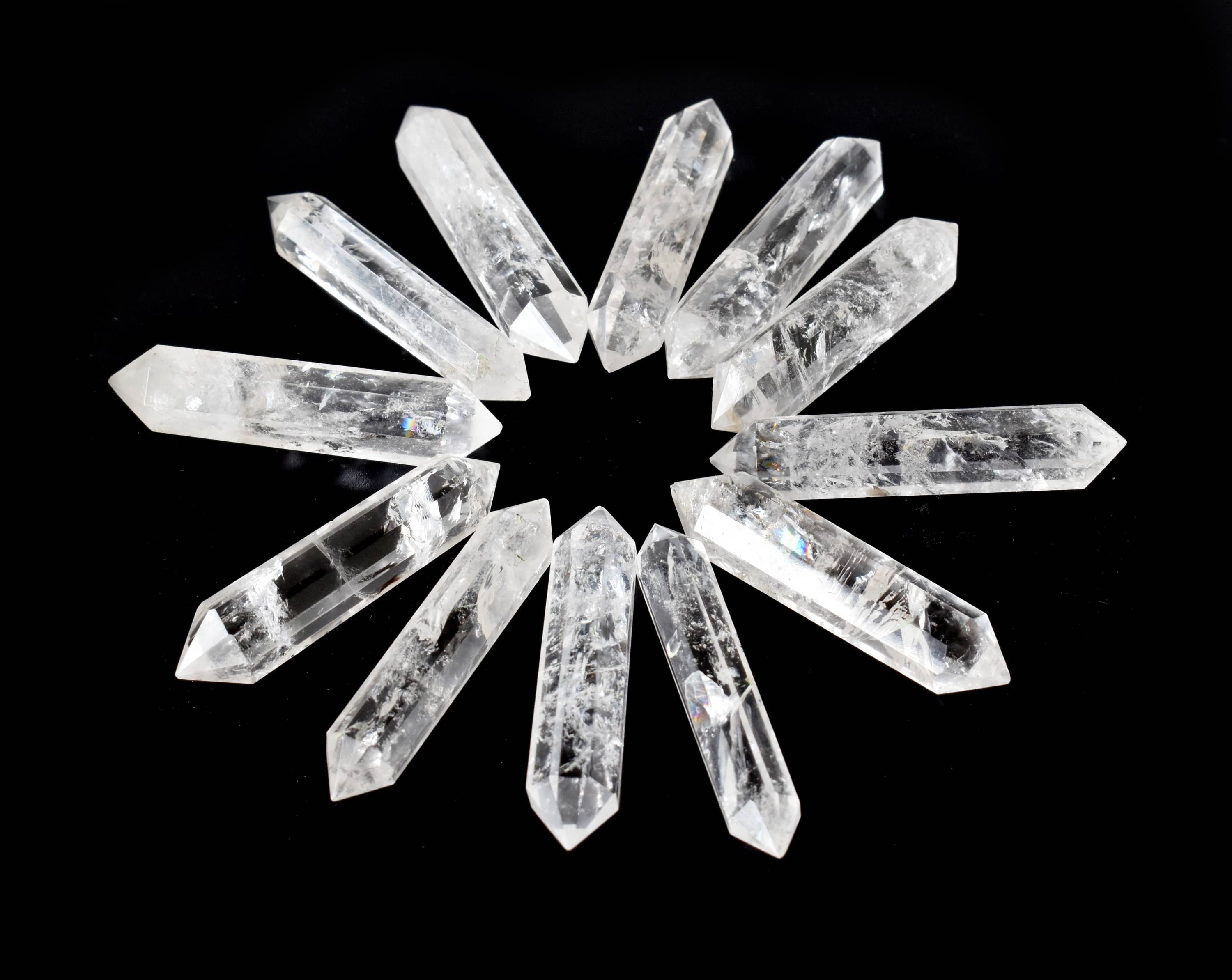 Soothing Crystals – Pedra/cristal espiritual por atacado – Pontos de Cristal | Quartzo Claro | Cristais de Dupla Ponta em Forma de Lápis4