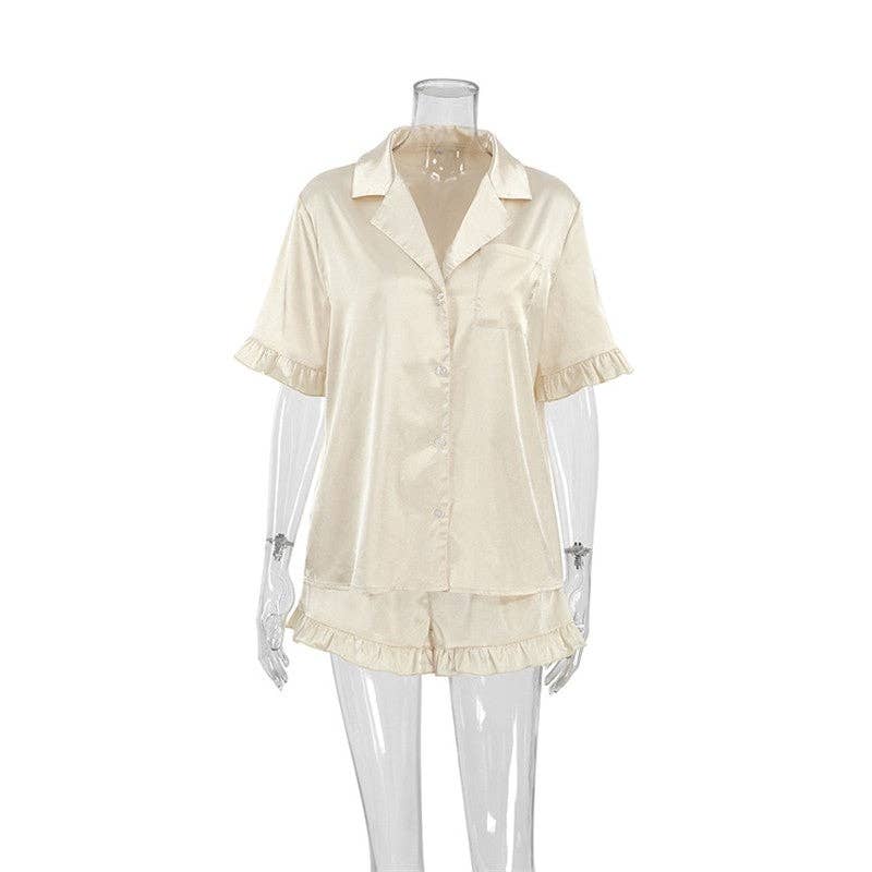 Champagne Ensemble de pyjama à manches courtes Lotus Trim en vente sur Faire3