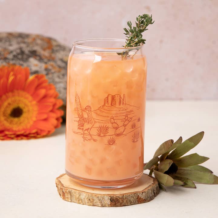 Desert Beer Can Glass – 16 oz Iced Coffee Glass Cup for wholesale by Counter Couture