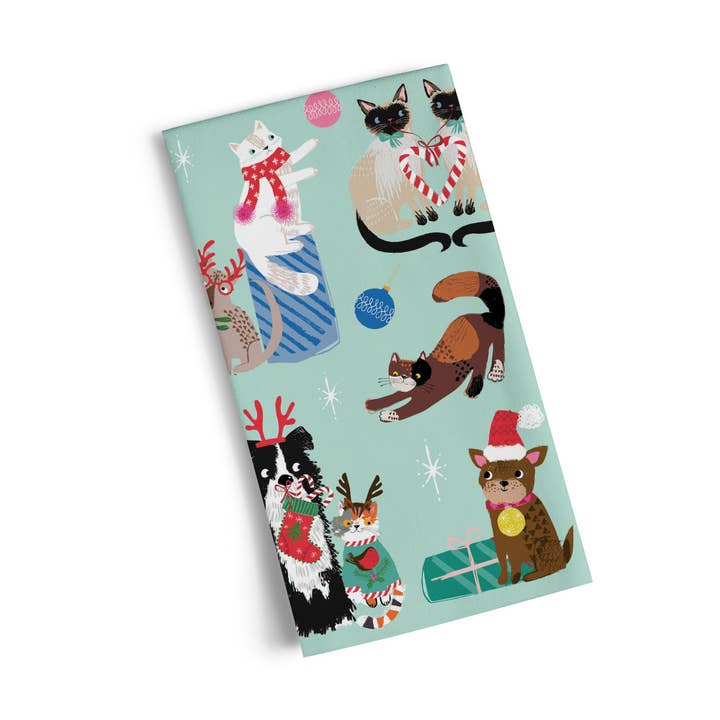 WerkShoppe - Wholesale Tea Towel - Happy Holidays Cotton Tea Towel | Holiday Hostess Gift