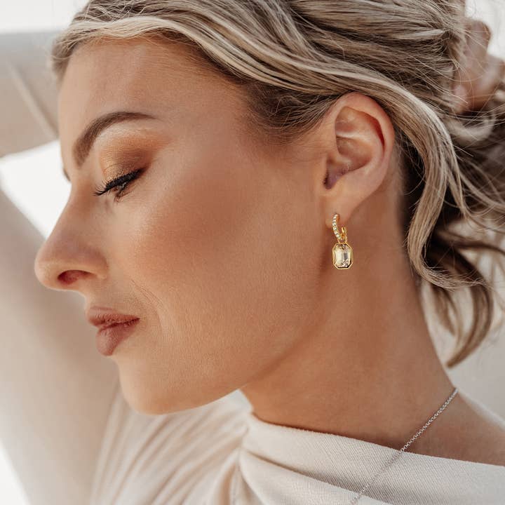 My Jewellery Story - Wholesale Dangle earrings - Octagon Drop Earrings Crystal Golden Shadow Crys|S-2010-GGSH2