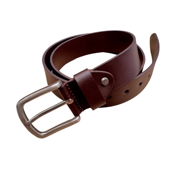 Leather Belt Brown with Sliver Buckle 40mm - Pack of 6 GWCB01BRN for wholesale by Greenwood Leather AU
