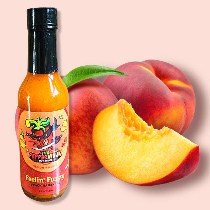Feelin Fuzzy Peach Habanero for wholesale by The Pepper Ninja Hot Sauce