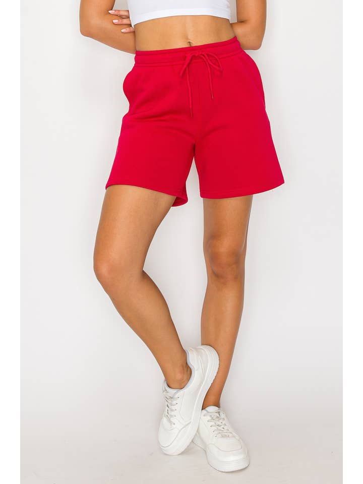 Color 5 - Wholesale Shorts - Women's - Solid color fleece loose fit casual long shorts w/pockets 2