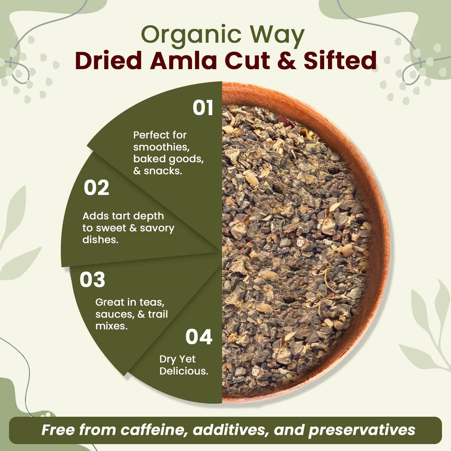 Organic Way LLC – Ervas por atacado – Amêndoa Seca/Emblica Officinalis Cortada e Peneirada (Phyllanthus emblica) - Certificado Kosher | Cru, Vegan, Não OGM e Sem Glúten | Certificado USDA | Origem - Índia5