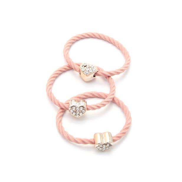 Inca UK - Wholesale Hair Tie - Twisted Elastics - Heart Motif - Card of 6 - 2mm Thick1