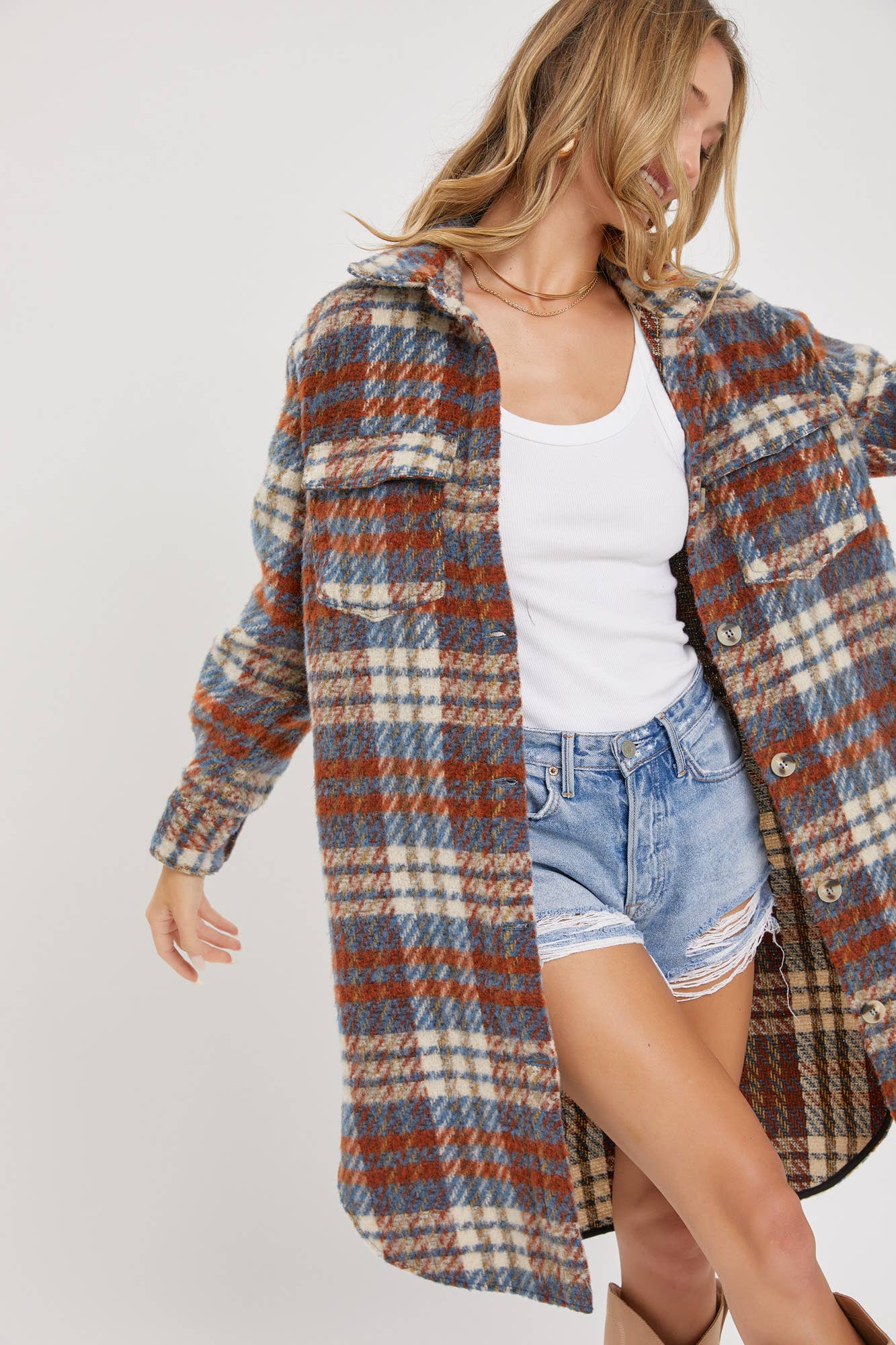 Sweet Lovely by Jen – Engroshandel Skjortejakke/shacket – til kvinder – SW1571 PLAID COAT/SHACKET9