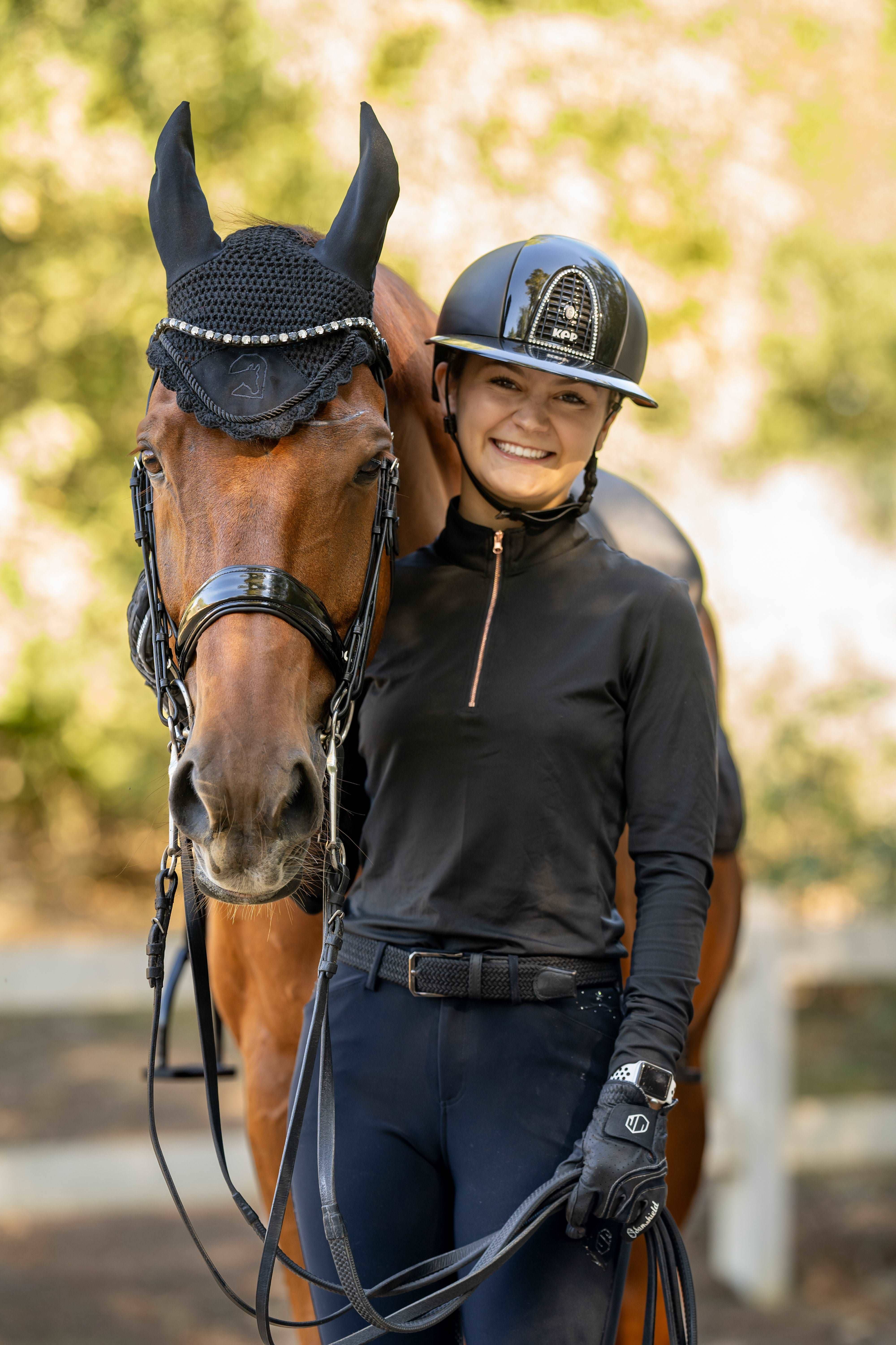 Equestrian Artisans - Wholesale Athletic Top - Women's - Black and Rose Gold Women's Equestrian Sun Shirt1