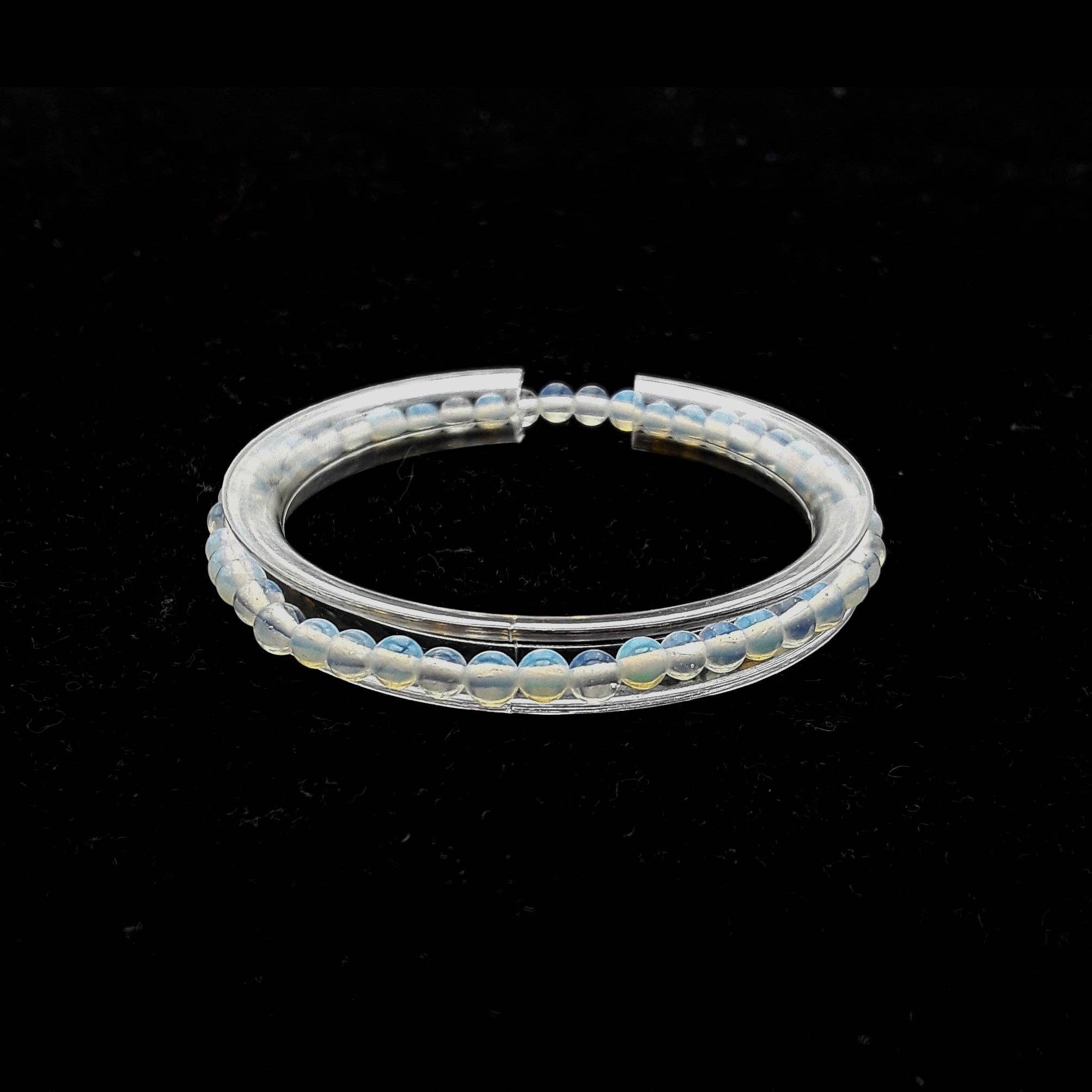 CRCBEADS - Wholesale Beaded Bracelet - Opalite Smooth Round Elastic Bracelet Beads Size 4mm 7.5'' Length0