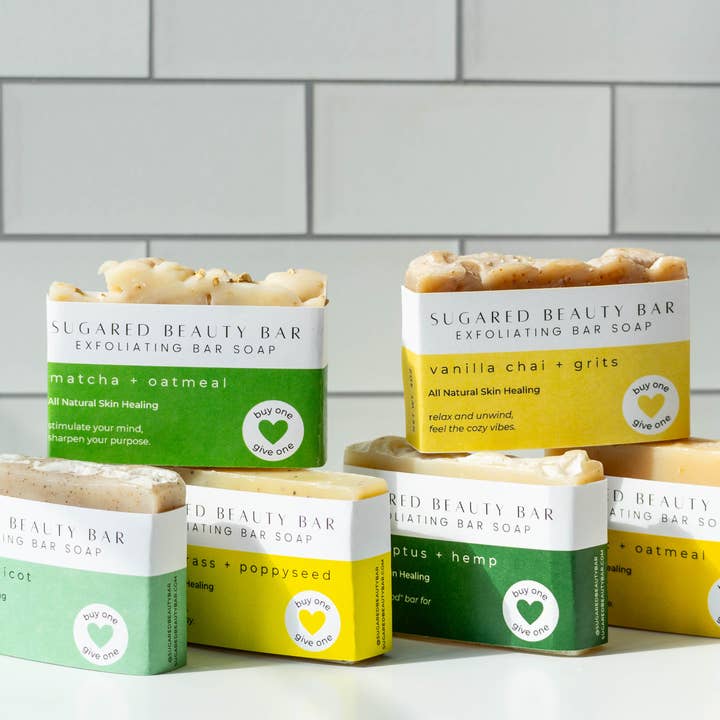 Sugared Beauty Bar - Wholesale Bar Soap - Matcha + Oatmeal Exfoliating Bar Soap1