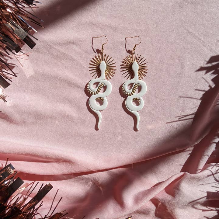 Xandra Page Co. - Wholesale Dangle Earrings - Divine Serpent Snake Earrings | Boho Polymer Clay Earrings3