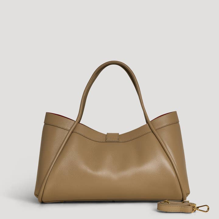 Voemièn – Mala com alça superior – Mulher por atacado – Mala Mayfair em Couro Togo Taupe2