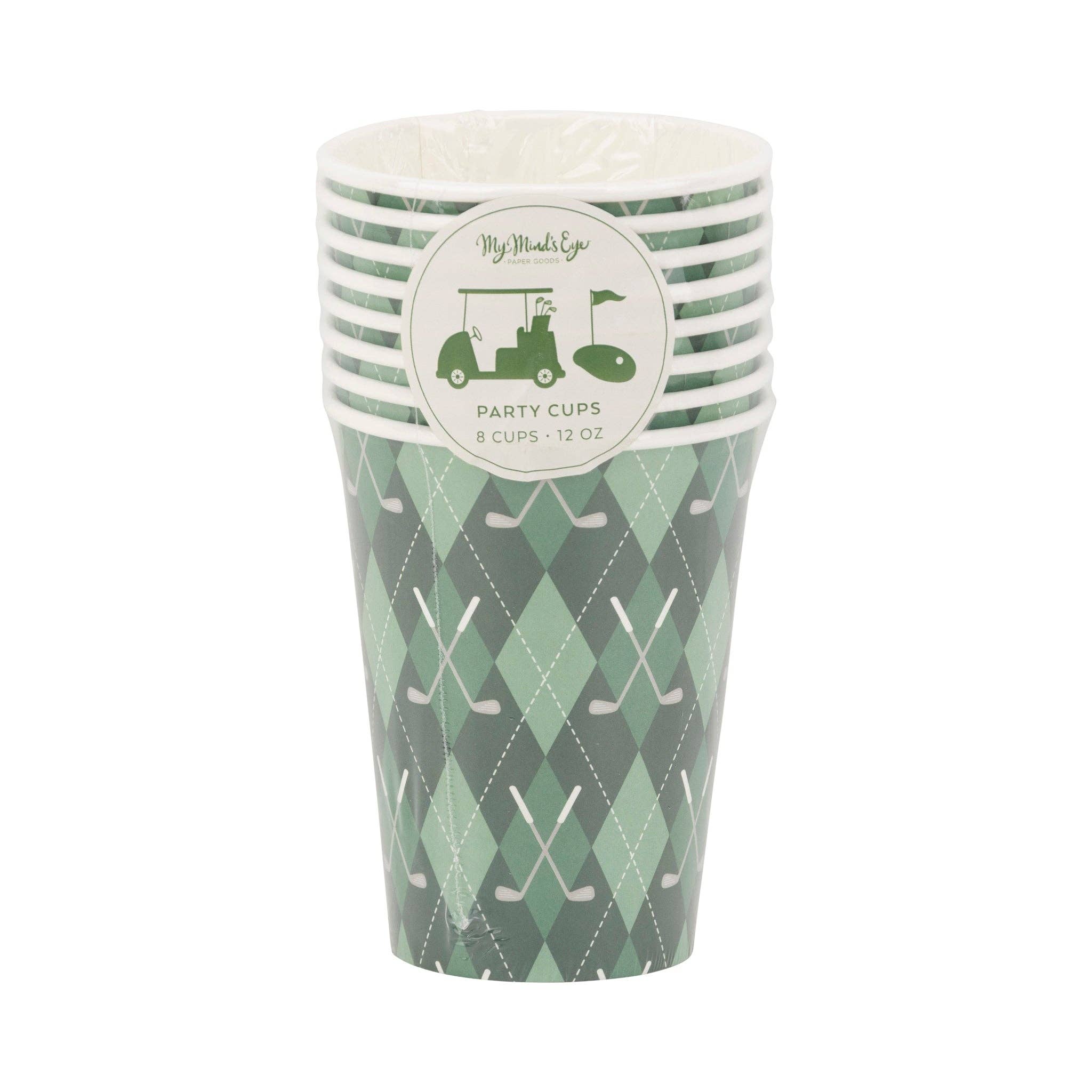 My Mind’s Eye - Wholesale Disposable Cup - GLF1111 - Golf Plaid Paper Cups