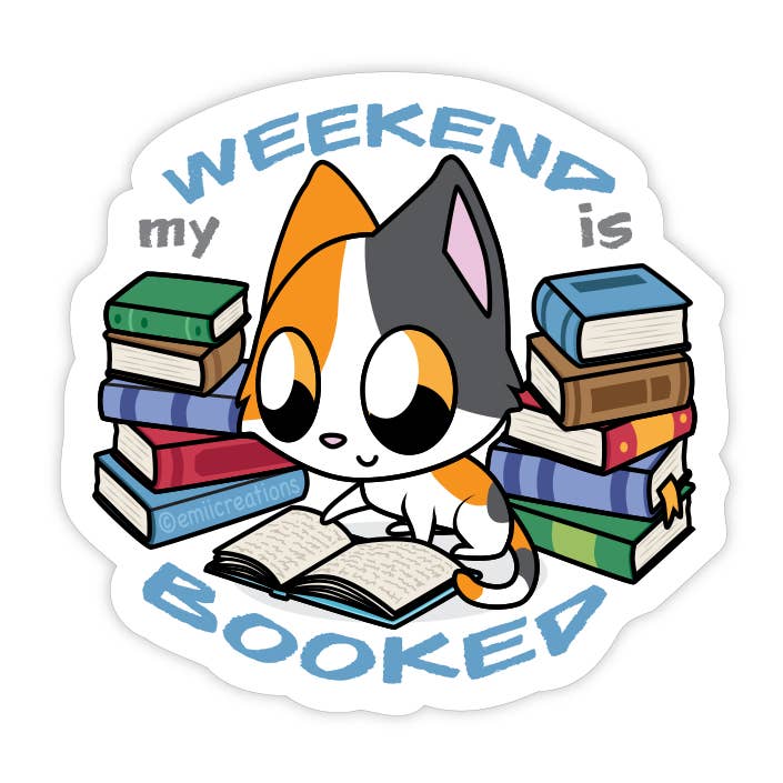 Emii Creations - Wholesale Sticker - Cat Weekend Booked Sticker2