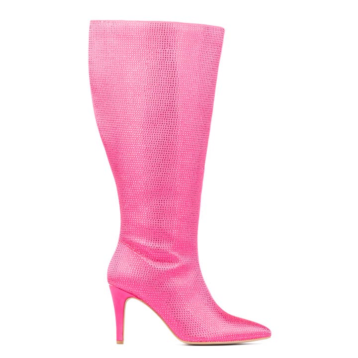 Rosa Bota de Cano Alto com Pedras Stevie para Mulher da Fashion To Figure para venda a revendedores na Faire1