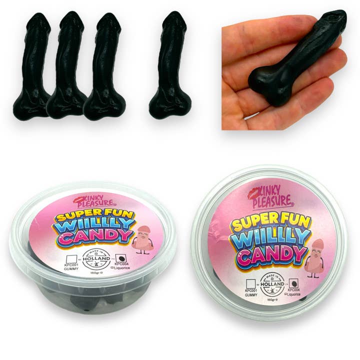 Kinky Pleasure - Vente Bonbons gélifiés - Kinky Pleasure - KPC004 - Bonbons Super Fun en forme de Willy - Réglisse - 150 grammes
