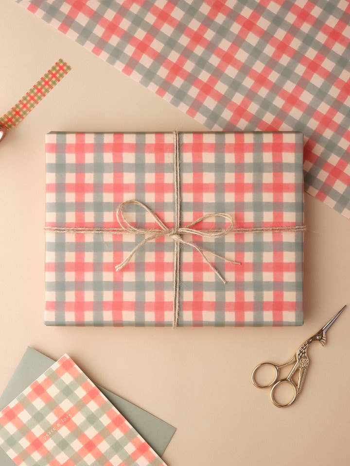 Christmas Gingham Wrapping Paper for wholesale by Claire Paul