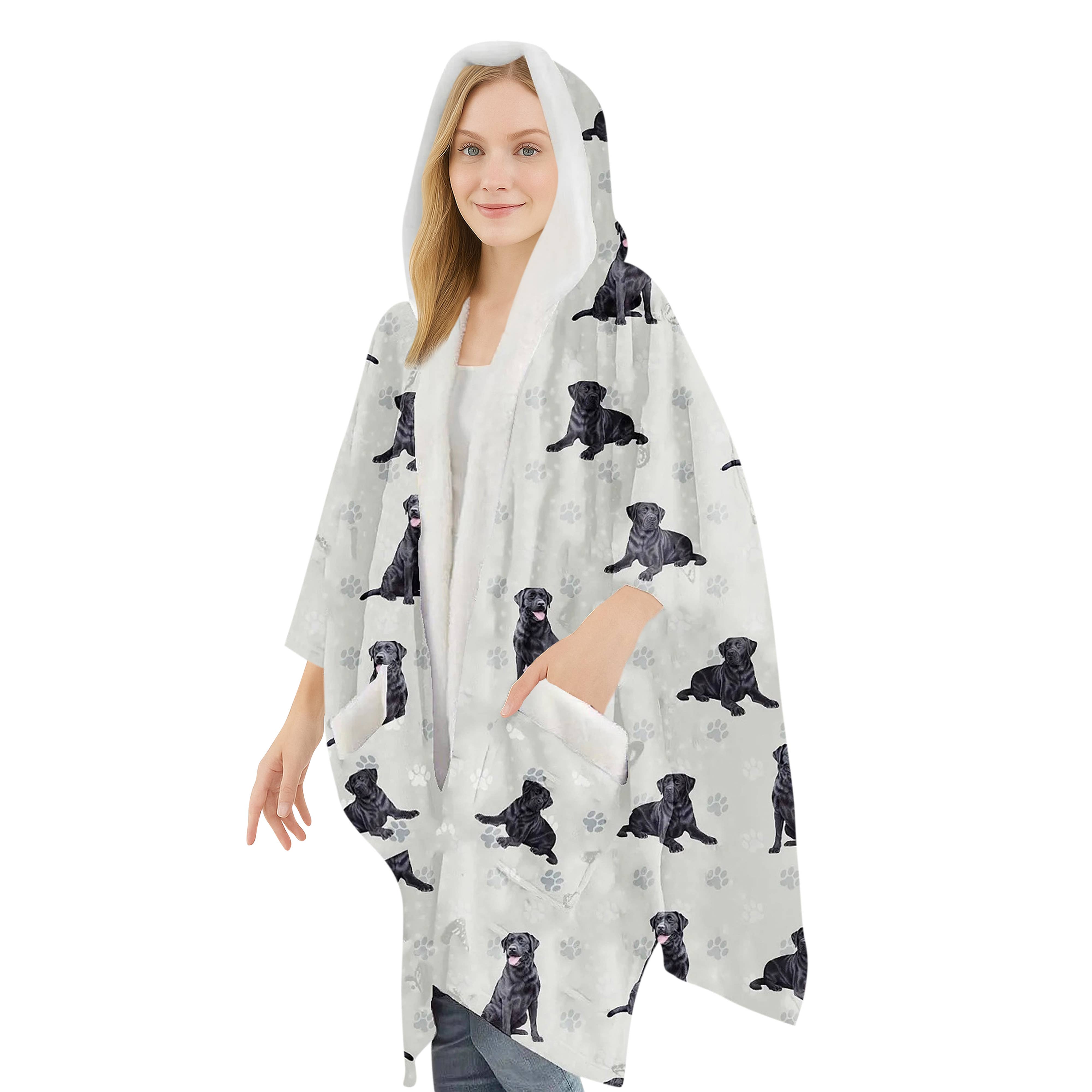 E&S Pets - Wholesale Hoodie - Unisex - Labrador, Black Snugg Wraps with Hoodie – Ultra Soft Sherpa Fleece Wrap for Pet Lovers3