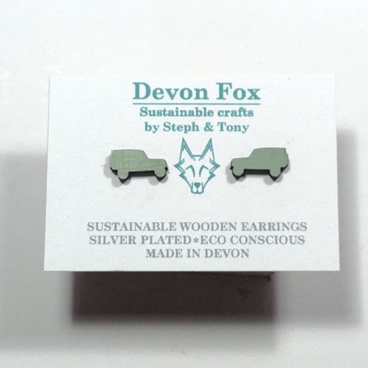 Wooden Land Rover car Stud Earrings for wholesale by Devon Fox