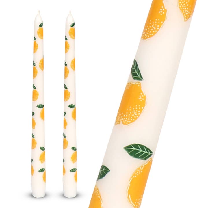 Talking Tables USA - Wholesale Tapered Candle/Candlestick - Lemon Taper Dinner Candles | 2 Pack | Mothers Day Gifts |