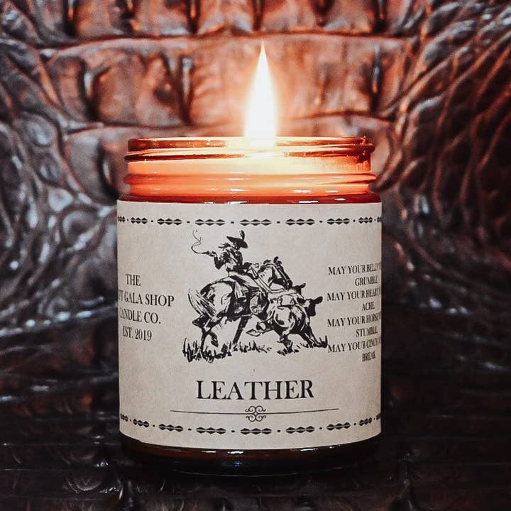 The Gift Gala Shop Candle Co. - Wholesale Pot/gevulde kaars - Western sojakaarsen „Leer” | Amber Rustic Soy Candle0