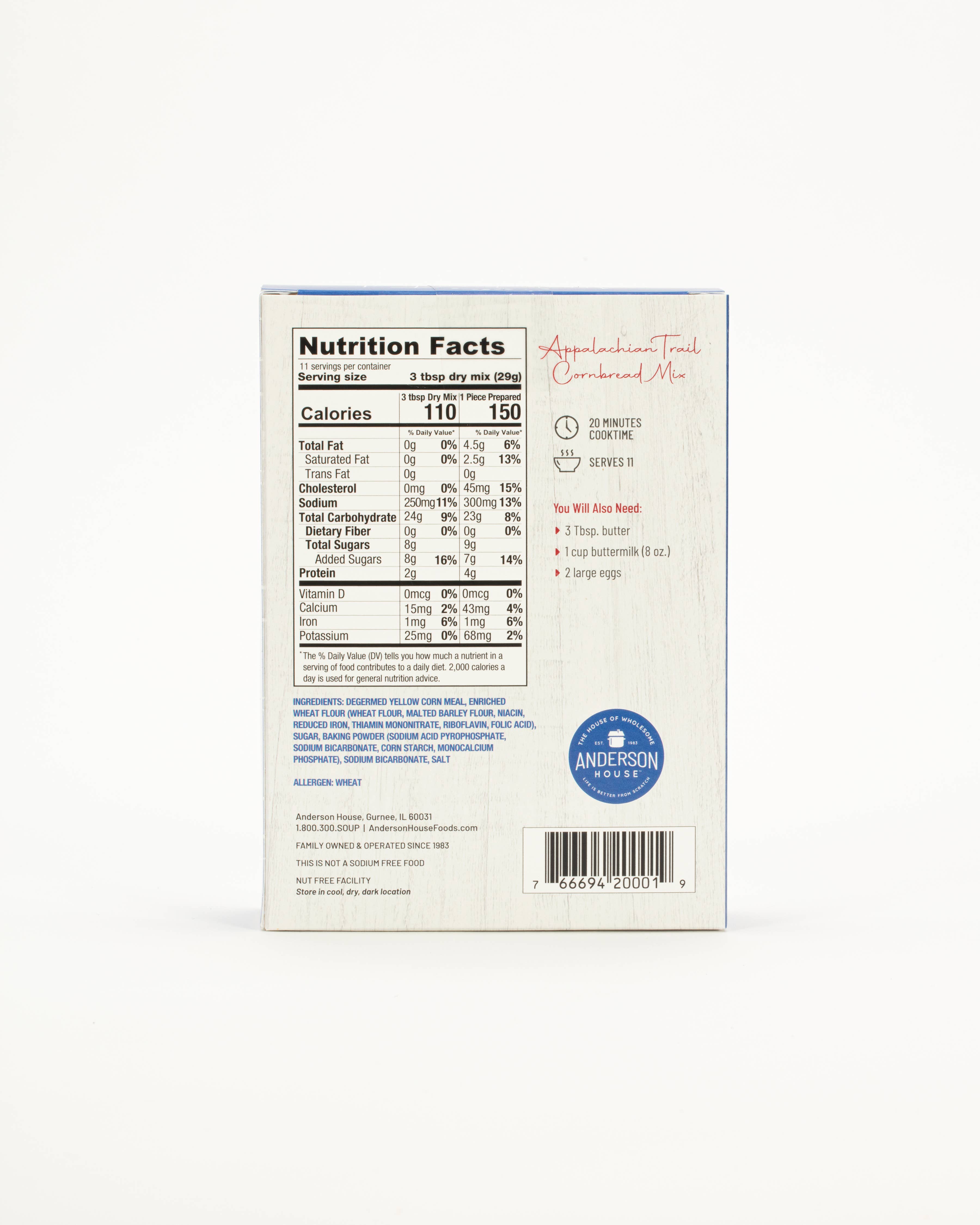 Anderson House | Frontier Soups - Wholesale Cornbread Mix - Appalachian Trail Cornbread Mix2