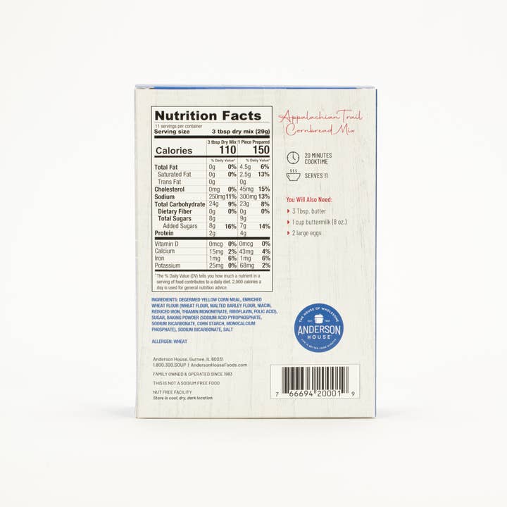 Anderson House | Frontier Soups - Wholesale Cornbread Mix - Appalachian Trail Cornbread Mix2