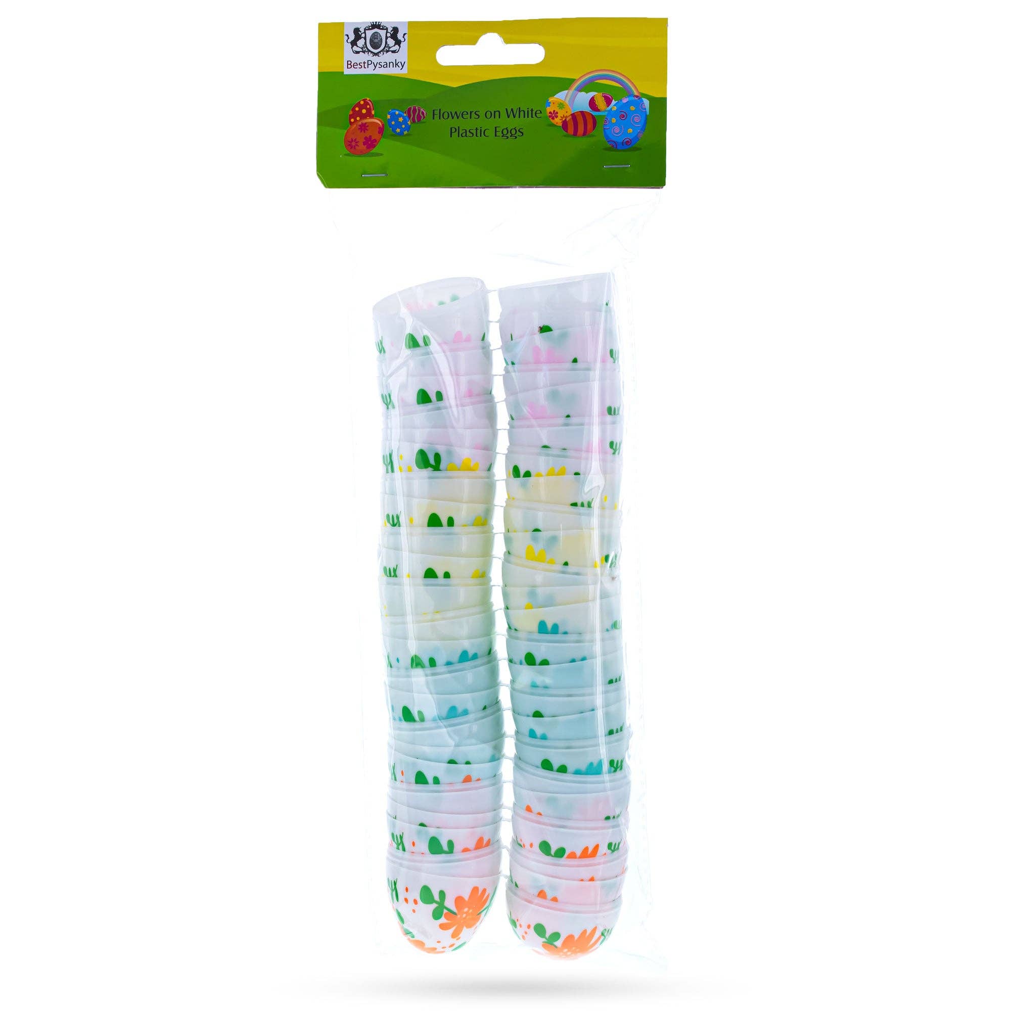 BestPysanky - Vente Décorations de table - Fleurs Fantaisistes : Ensemble de 24 Fleurs sur Œufs de Pâques en Plastique Blanc, 2,25 Pouces Chacun3