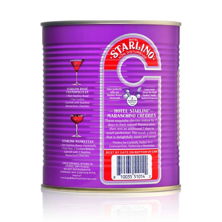Hotel Starlino Italian Maraschino Cherries – Großhandel Konserven – Hotel Starlino Italienische Maraschino-Kirschen 1 kg Dose