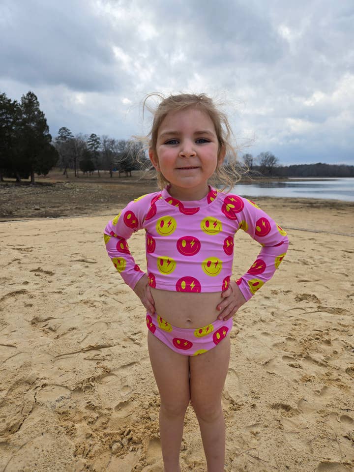 Girls Long Sleeve Crop Top Safe Swim Set for wholesale by BRIGHT AND BOLD SWIM