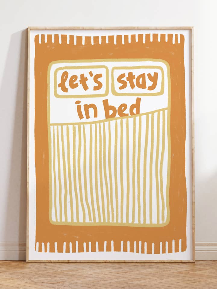 Art Print – Orange Illustration Let's Stay In Bed | Wall Art for wholesale by Nono Problemo