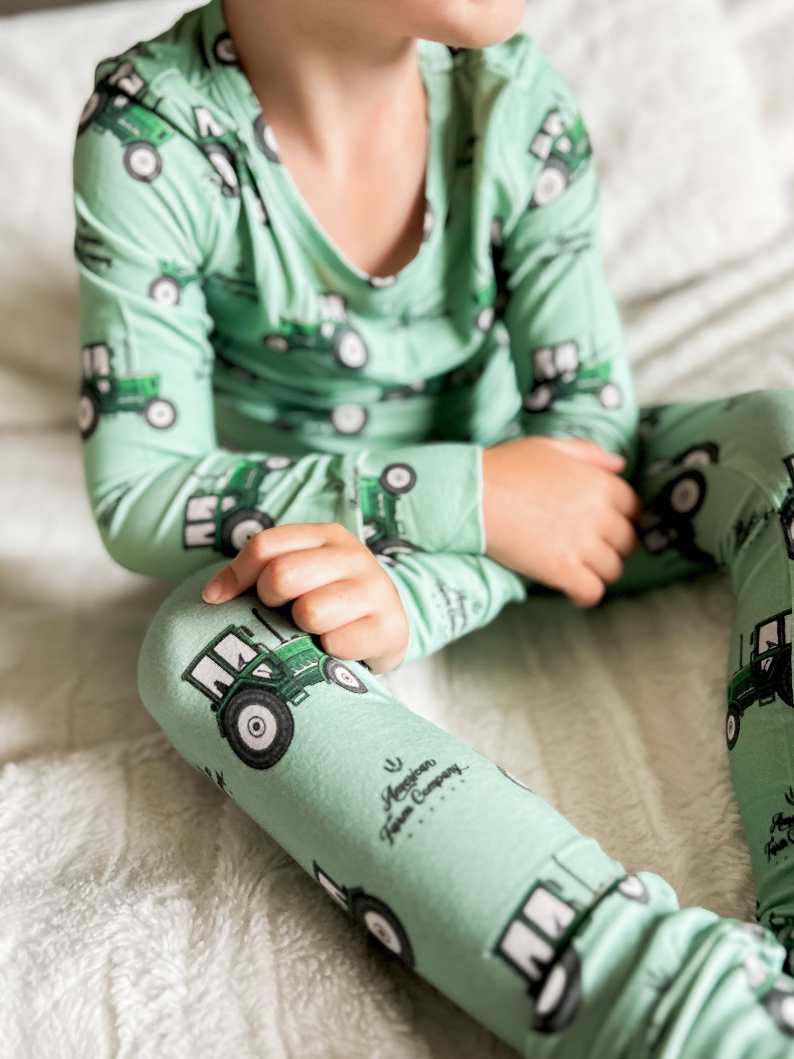 American Farm Company - Wholesale Sleepwear Set - Kids - Bamboo AFC Green Tractor Toddler Pajamas1