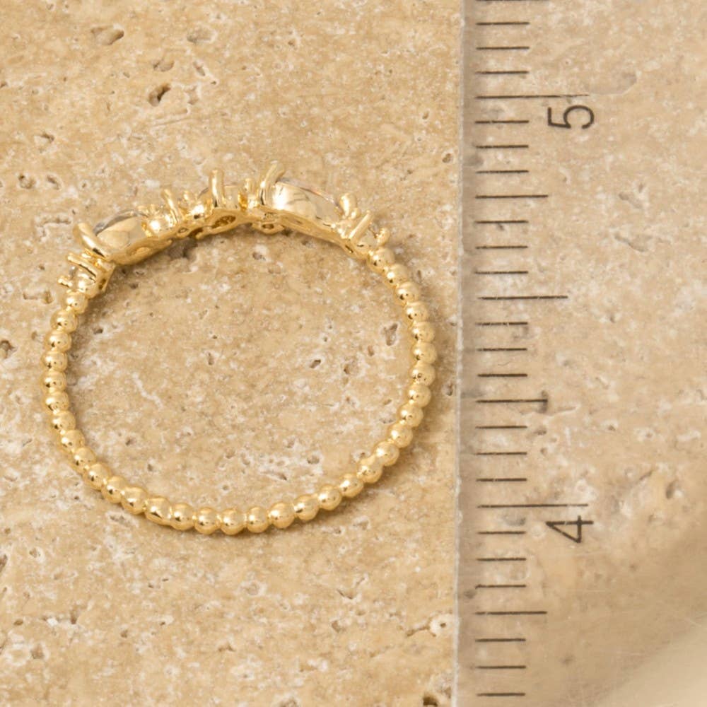G Gold Dipped Beaded Band Cz Station Ring for wholesale on Faire1